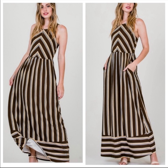 Unique chic and gorgeous multi striped maxi dress - Picture 5 of 8